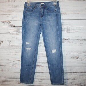 J.Crew Womens Straight Leg Blue Stone Wash Distressed Jeans  Size 27